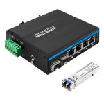 6-Port Industrial Network Switch With 2 100M/1G Fiber Unmanaged Rugged Gigabit Ethernet for sale