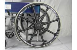 China ISO Foldable Steel Wheelchair With Solid Castor Rear Wheel supplier