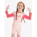 One Piece Long Sleeve Swimwear Children Kids Bikinis Split Pink Printed Lace Shawl for sale