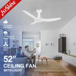 52 Inch DC Motor Energy-Saving Luxury White LED Light Ceiling Fan with Light 5 Speed for sale
