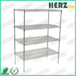 Movable ESD Storage Shelves Single / Double Peak Wire Structure With Caster / Handle