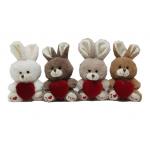 Tie Dye Soft Valentine'S Day Plush Toys 4 CLR Rabbits With Red Heart for sale