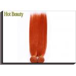 Orange Virgin Human Hair Extensions 12 Inch Double Stitch Weft Single Drawn