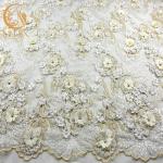 Sparkly Rhinestones Bridal Lace Material / French Lace Wedding Dress Fabric for sale