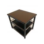 Smoke finish tempered glass top oak wood black color side table,coffee table for living room,hotel bedroom end table for sale
