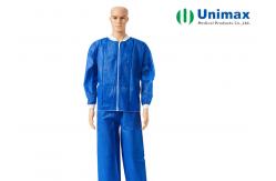 China Non Woven Lab Coat With Zipper, Knitted Collar supplier