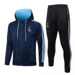Long Drawstring Football Training Tracksuit Sky Blue Jacket Set for sale