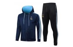 China Long Drawstring Football Training Tracksuit Sky Blue Jacket Set supplier