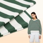 Elastic Lycra Striped Cotton Fabric Twill Green And White Stretch Material for sale