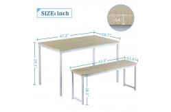 China 47.3 L 3 Piece Dining Room Table And Chair Set With Two Benches supplier