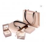 Small Rose Pink CMYK Fancy Gift Paper Bag Packaging Carrier With Ribbon Handles 230gsm for sale