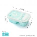 Silicone 3 Sections Bento Lunch Box Collapsible With Spork