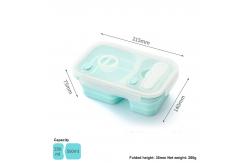 China Microwave Safe 3 Compartment Collapsible Silicone Bento Box With Fork supplier