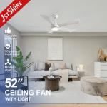 5 Blades White ABS Blades Ceiling Fan With Led Lighting , 52'' Ceiling Fan With Light for sale