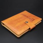 A5 Embossed logo Pu leather cover snap fastner inner pocket 6 ring binder organizer for sale