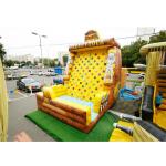 Inflatable Amusement  Park With Golden Rock Climbing Wall , Printed Partern