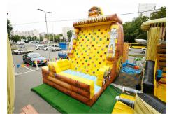 China Inflatable Amusement  Park With Golden Rock Climbing Wall , Printed Partern supplier