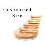 OEM Mason Jar Cup Lids 86mm With Straw Hole Bamboo Wooden for sale