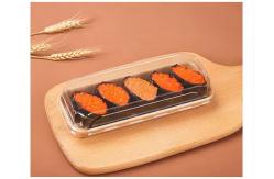 China Degradable Sushi Tray Recyclable Paper Sushi Container With Lid Cake Container supplier