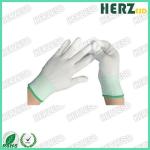 Breathable ESD Hand Gloves Knitted Nylon Material With PU Coated Finger Tip for sale