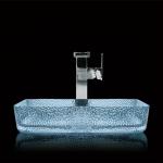 Modern Rectangle Counter Top Basin Glass Bathroom Water Blue Color Lacquered for sale