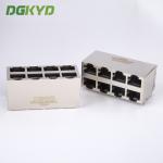 Shield 2x4 multiport rj45 ethernet connector dual deck eight ports lan socket for sale