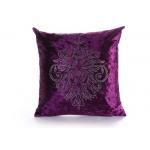Custom Unique Creative Shiny Diamonds Logo Purple Square Soft Velvet Pillow Case for sale