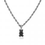 Custom 925 Sterling Silver Teddy Bear Necklace Classic Zircon Pendant Necklace for sale