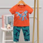 Cute And Comfy Short Sleeve Pajama Set Moisture Retention Dinosaur Pattern for sale
