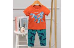 China Cute And Comfy Short Sleeve Pajama Set Moisture Retention Dinosaur Pattern supplier