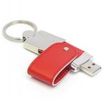 Metal 2.0 Leather USB Stick With Embossing / Laser / Print Logo for sale