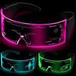 Cyberpunk Light Up Visor Glasses LED Rechargeable Futuristic Style for sale