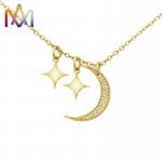 Boho Style Hypoallergenic Moon And Star Pendant Necklaces With 55CM Chain