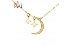 China Boho Style Hypoallergenic Moon And Star Pendant Necklaces With 55CM Chain supplier