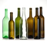 Empty 750Ml Clear Amber Green Round Glass Bordeaux Wine Bottles With Cork Stopper Lid for sale