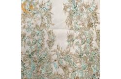 China 140Cm Width 3D Embroidery Lace Fabric With African Beaded  5 Yards supplier