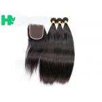 Grade 10A 100% Human Brazillian Hair Extensions Natural Color With 4x4 Closure for sale