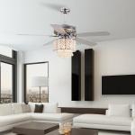 18w Flush Mount Crystal Chandelier Ceiling Fan
