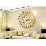 Luxury Peacock Design Metal Wall Clock Gold Plated For Home Decoration for sale