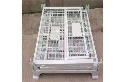 China Steel Collapsible Pallet Container , Stackable Rigid Wire Containers With Targets On Feet supplier