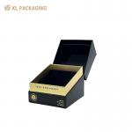 China Angled Open Clamshell Rigid Candle Box Gold Foil Logo Candle Packaging Box Black Paper For Candle manufacturer