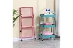 China Mobile Three Tiers Metal Rolling Cart Trolley Storage With Wheels supplier