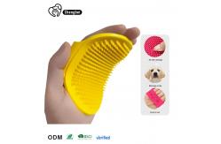 China Portable Yellow Puppy Bath Brush TPR Bath And Brush Dog Grooming supplier
