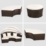 Round Outdoor Rattan Daybed Wicker Garden Daybed With Big Sunshade