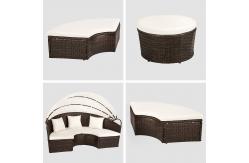China Round Outdoor Rattan Daybed Wicker Garden Daybed With Big Sunshade supplier