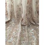 36 Inch Pearl Beaded Embroidery Lace Fabric By Yard For Haute Couture Wedding Gown for sale