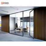 12mm Modern Office Partitions Metal Frame Glass Wall Partition Room Divider for sale