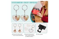 China Custom Photo Keyring Double Sided Sublimation Heart Keychain With Black Box Packing supplier