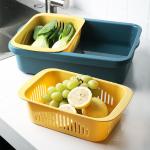 OEM ODM Rectangle Double Plastic Drain Basket Save Space Green