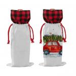 Blank Sublimation Wine Bag Customized Linen Sublimation Wine Bottle Bag For Christmas Gifts for sale